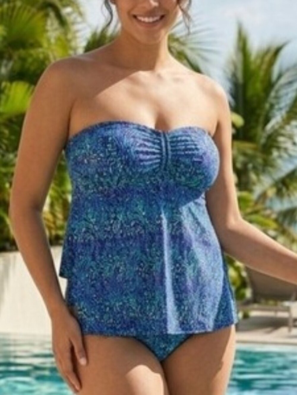 Vintage Two-Piece Strapless Swim Swimsuit Set size 18